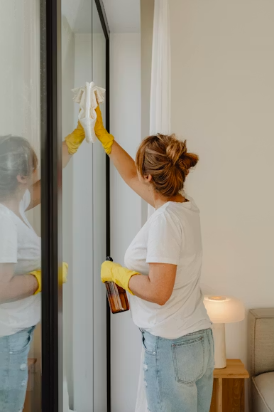 Professional cleaner at work